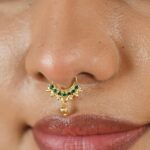 Green Stone Pearl Hanging Nosepin