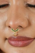 Green Stone Pearl Hanging Nosepin