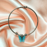 Bangle Bracelet with Blue Butterfly Charm