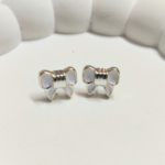 White Bow Stud Earrings – Cute Minimalist Design