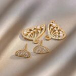 Elegant Butterfly Pearl Crystal Stud Earrings - Image 2