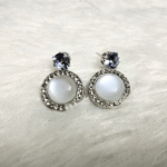 Pearl & Crystal Stud Earrings (Circle) - Image 2