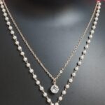 Elegant Double-Layered Pearl & flower Pendant Necklace