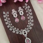 Pink Stone Diamond Stone Long Necklace