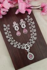Pink Stone Diamond Stone Long Necklace