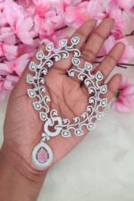 Pink Stone Diamond Stone Long Necklace - Image 2