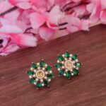 Trendy Green Victorian Flower Earrings