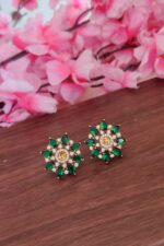 Trendy Green Victorian Flower Earrings