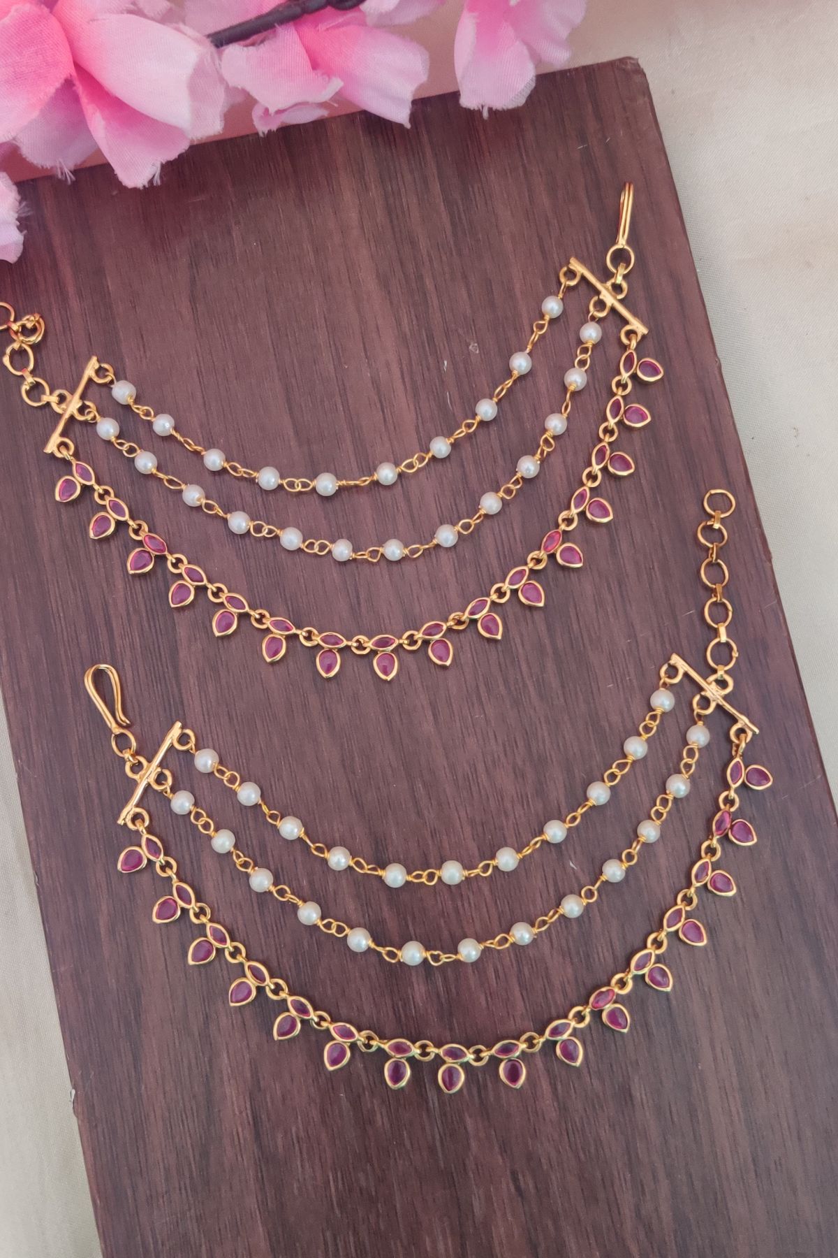 IMG_20250130_161558-1-1.jpg Simple Pink Designer Ear Chain - Image 1