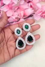 Dark Green Stone Earrings - Image 2