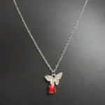 Elegant Butterfly Pendant Necklace – Red