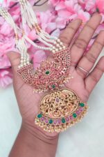 Lakshmi Designer Green Stone Long Necklace - Image 2