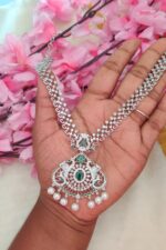 Ad Green Stone Long Necklace Set - Image 2