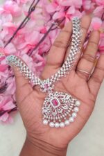 Ad Pink Stone Long Necklace Set - Image 2