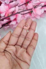 Pink Stone Pearl Hanging Nosepin - Image 2