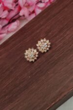 Traditional Impon White Stone Earrings