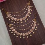 Beautiful Red Stone Designer Ear Chain