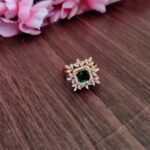 AD Square Shape Green Stone Finger Ring
