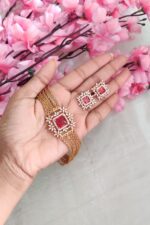 Simple Layer Red Stone Designer Long Necklace - Image 2