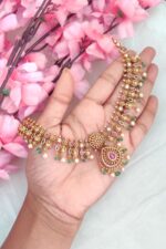 Green Beads Designer Long Necklace - Image 2