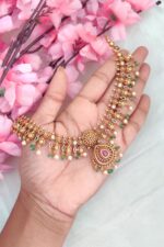 Green Beads Designer Long Necklace - Image 3