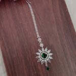 AD White and Green Stone Flower Designer Tikka