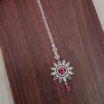 AD White and Pink Stone Flower Designer Tikka