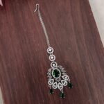 AD White And Green Stone Hanging Tikka