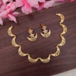 Premium White Stone Half Moon Designer Necklace