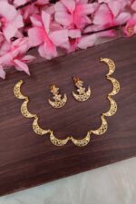 Premium White Stone Half Moon Designer Necklace