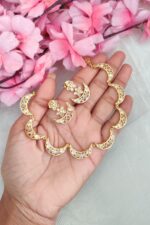 Premium White Stone Half Moon Designer Necklace - Image 2