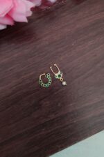 Gold Finish Pearl Hanging Green Nosepin