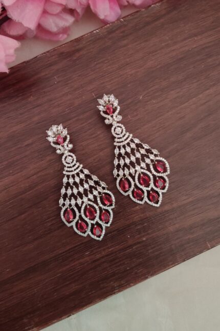 Beautiful Red Green Stone Earrings
