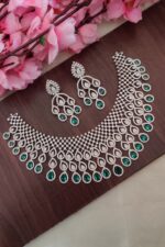 AD Peacock Green And White Designer Necklace