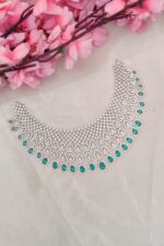 AD Peacock Green And White Designer Necklace - Image 2