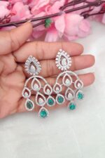 AD Peacock Green And White Designer Necklace - Image 3