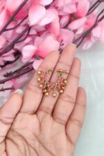 Pink And Green Stone Designer Nosepin - Image 2