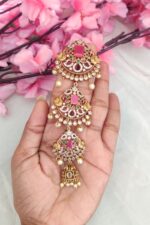 Beautiful Square Pink Stone Jadabillai - Image 2