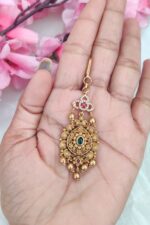 Flower Designer Gold Beads Hanging Tikka - Image 2