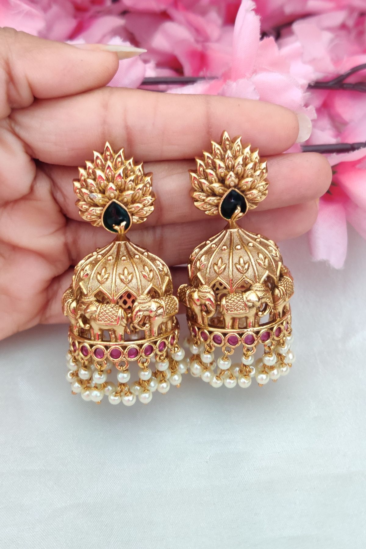 IMG_20251114_131049-1.jpg Antique Finish Elephant Designer Jumkki - Image 1