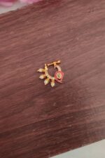 Beautiful White&Pink Peacock Designer Nosepin