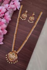 Peacock Designer Pearls Hanging Long Necklace