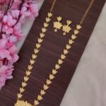 White Stone Lotus Designer Long Necklace Set