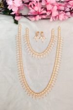 Premium White Stone Mango Designer Long Necklace - Image 2