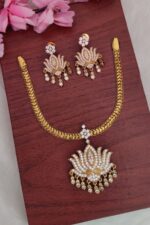 Trendy Lotus White Stone Necklace