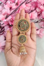 Beautiful Peacock Green Kemp Designer Jadabillai - Image 2