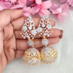 Impon White Stone With Earchain Designer Jumkki