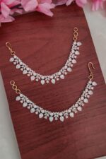 Beautiful Drop White Stone Designer Ear Chain