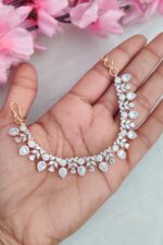 Beautiful Drop White Stone Designer Ear Chain - Image 2