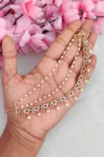 Beautiful Stone Leaf Designer Ear Chain - Image 2